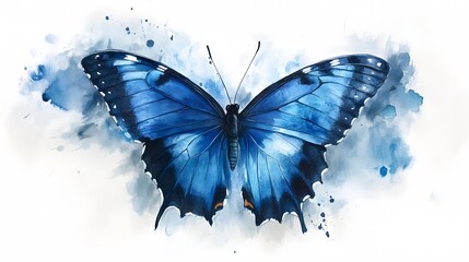 Watercolor Blue Butterfly
