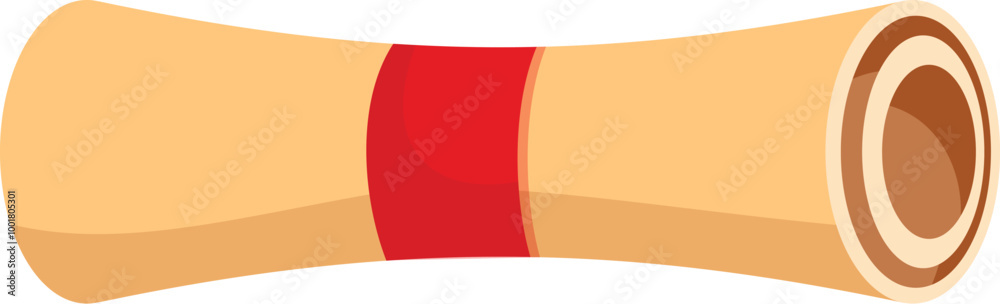 Poster rolled paper scroll with red ribbon is an ancient document for important message
