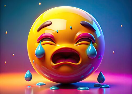 Expressive crying kaomoji illustration conveying sadness and emotion in a digital art style