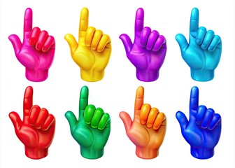 Fototapeta premium Finger Pointing Gesture Set Isolated on White Background for Touch Tap Click Screen Positioning