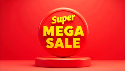 3D badge shape super mega sale promotion discount background