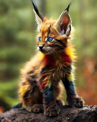 Experience the beauty of a multicolor baby lynx through Abstract Art