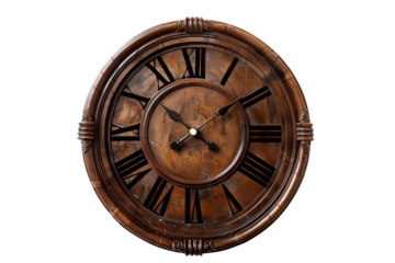 Transparent Wooden Clock Face with Roman Numerals: Timeless Elegance and Vintage Design
