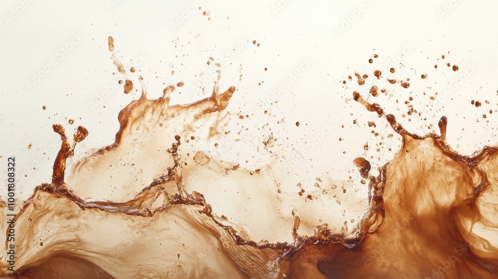 Fototapete abstract background created from dynamic coffee stains and splashes that evoke creativity and warmth