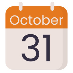 Calendar halloween isolated on white background.