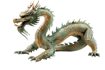 Obraz premium Transparent Green and Gold Dragon Sculpture - Mythical Creature, Chinese Mythology