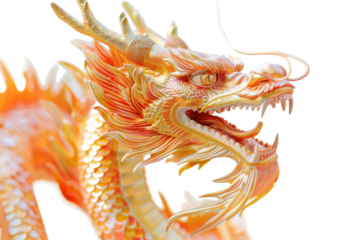 Transparent Dragon Head Closeup: Ancient Mythical Creature, Powerful Symbolism