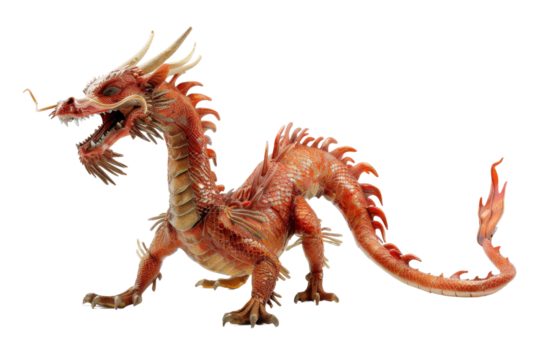 Transparent Red Dragon 3D Render - Mythical Creature, Asian Legend, Digital Art