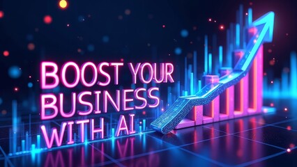 Fototapeta premium Text Boost Your Business with AI and Digital Growth Charts