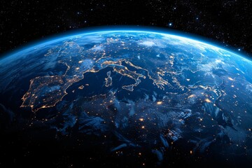 Obraz premium satellite view of the European continent: a stunning Earth from space perspective