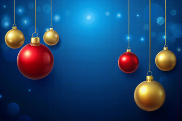 watercolor with Christmas balls on a blue background