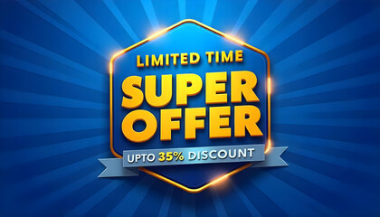 3D badge shape super offer sale promotion discount background