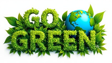 Text Go Green with Eco-Friendly Typography and Leaf Elements