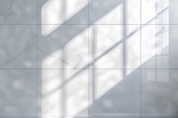 Obraz premium White Tile Wall with Sunlight Streaming Through Window