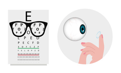 Contact lenses  with case Ophthalmology oculist  with eye test