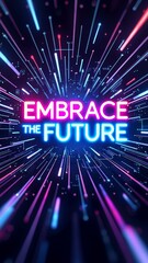 Text Embrace the Future with Circuits and Digital Elements in Cool Blue Tones