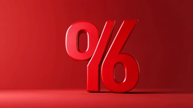 A red percentage sign stands out against a red background