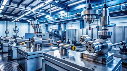 Fototapeta premium High-Precision Machining Tools and Equipment in a Modern Manufacturing Workshop Environment