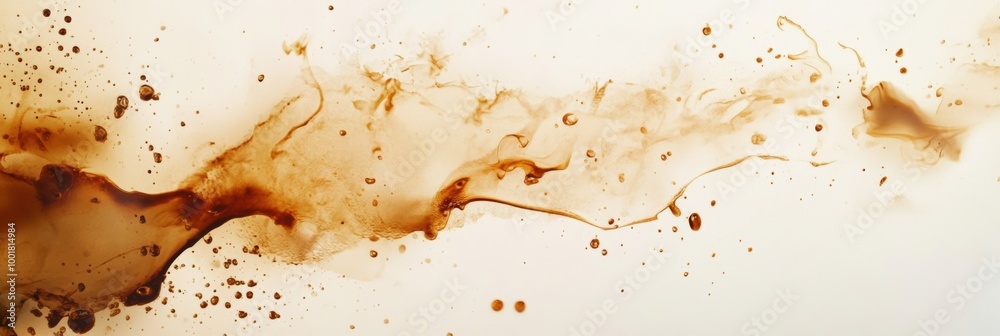 Leinwandbilder abstract artwork featuring dynamic coffee stains and splashes on a light background, creating fluid 