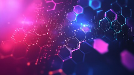 Obraz premium Abstract background with glowing hexagonal shapes.