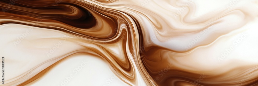 Poster Swirling patterns of coffee and milk merge together creating an abstract design in a visually captivating blend. Generative AI