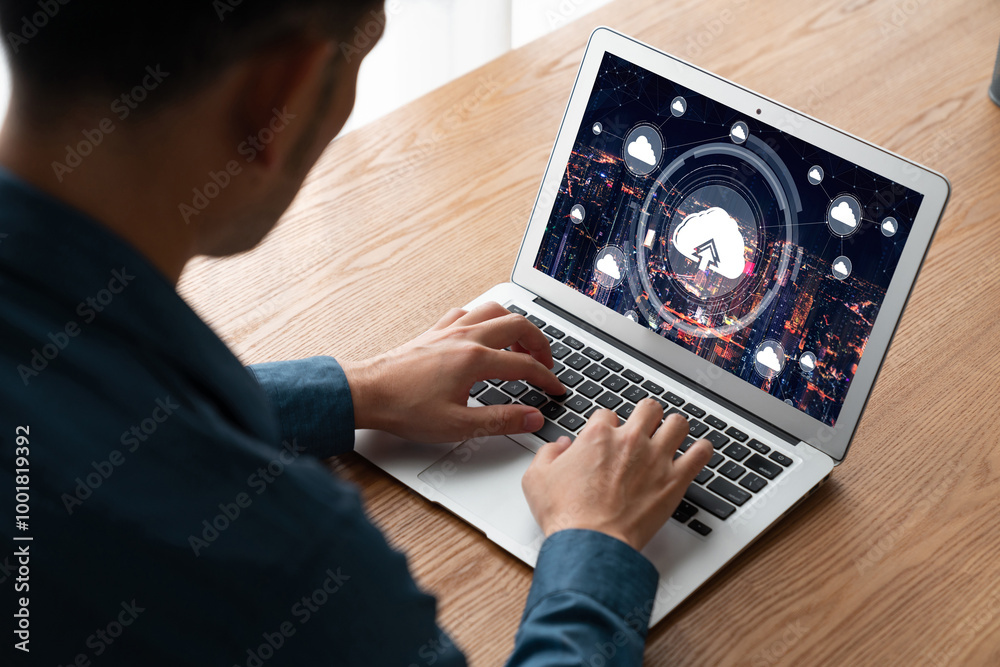 Poster cloud computing software for modish remote work and personal data storage