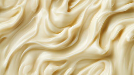 Fototapeta premium a close-up, top-down view, texture background of almond puree filling the frame with its pale beige color and silky texture