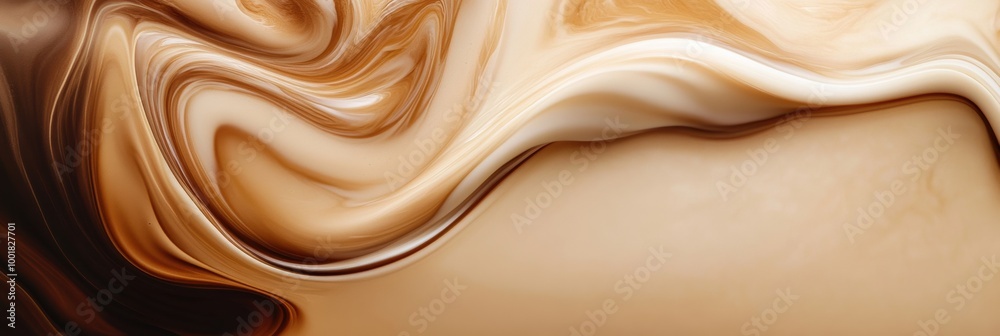 Aufkleber swirling coffee blends with milk in a captivating abstract display of rich colors and creamy texture