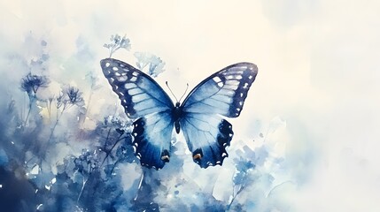 Watercolor Blue Butterfly
