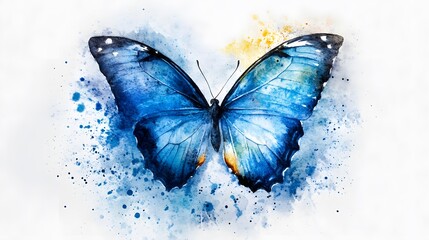 Watercolor Blue Butterfly
