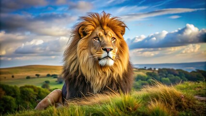 Majestic Lion Symbolizing Strength and Power in the Heart of Englandâ€™s Natural Landscape