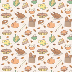 seamless pattern with thanksgiving food