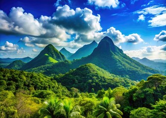 Fototapeta premium Majestic Mountains in Belize Surrounded by Lush Greenery and Clear Blue Skies Capturing Nature's Beauty