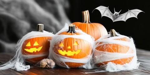 Pumpkins on a black background for Halloween