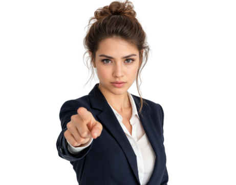Mulher de negócios apontando o dedo para frente 