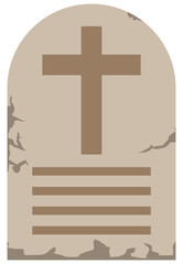 Obraz premium Flat vector icon of a tombstone isolated on white background.