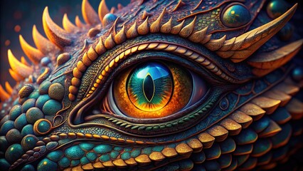 Fototapeta premium Mesmerizing Dragon Eyes Art Featuring Vibrant Colors and Intricate Details in Fantasy Style Design
