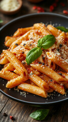 Penne Pasta Tossed in Creamy Vodka Sauce with Fresh Basil