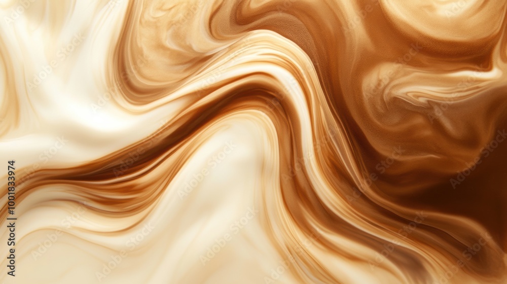 Leinwandbilder swirling coffee mixes seamlessly with milk to create an abstract pattern reminiscent of liquid art. 