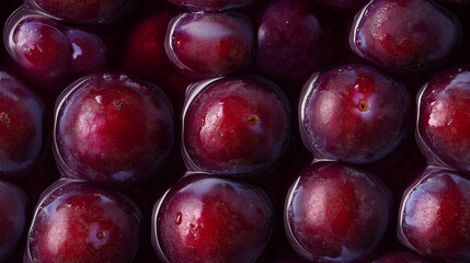 a close-up, top-down view, texture background of plum puree filling the frame with its deep red-purple color and silky texture