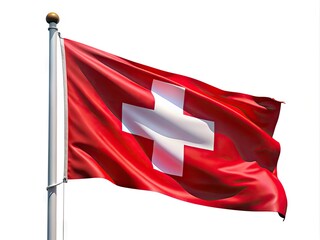 Red Cross Flag on White Background Symbolizing Humanitarian Aid and Medical Assistance Worldwide