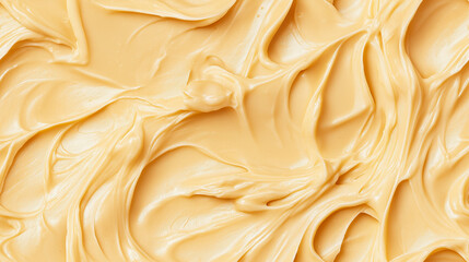 Obraz premium a close-up, top-down view, texture background of soybean puree spread across the entire frame, featuring its creamy beige color and smooth texture