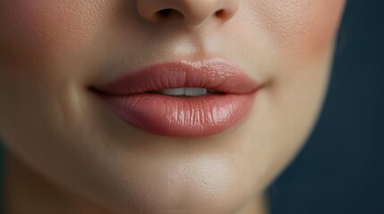 Naklejka premium Visible aging wrinkles around a woman's mouth in the 