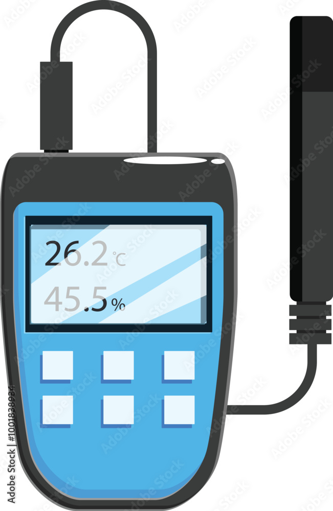 Poster Electronic device for measuring temperature and humidity level with a sensor and digital display
