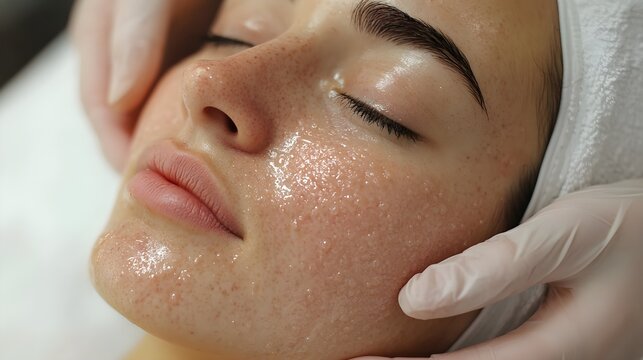 Chemical peel treatment for severe acne, patient's skin drastically improves after multiple sessions Highlight visible skin regeneration