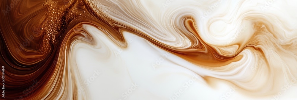 Leinwandbilder Swirling coffee blends seamlessly with milk, creating a mesmerizing pattern in a warm and inviting atmosphere. Generative AI