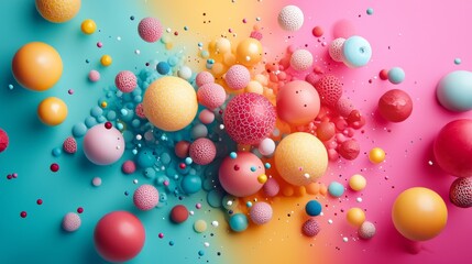Colorful Abstract Spheres Floating on Gradient Background