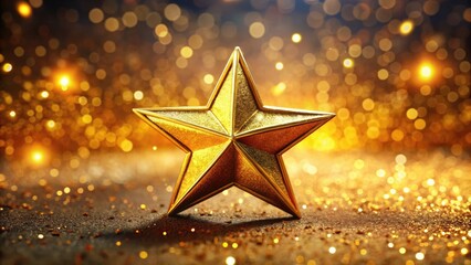 Shimmering Gold Star on a Soft Background Symbolizing Success, Achievement, and Celebration Moments