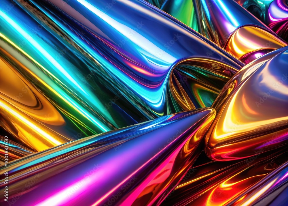 Poster shiny metallic chrome background with smooth texture and reflective surface for modern design projec