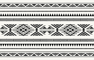 Ethnic tribal african black and white background. Seamless tribal pattern, folk embroidery, tradition geometric ornament. Traditional african  design for fabric, textile, print, rug, paper